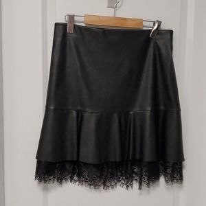 BEBE Faux Leather skirt w lace - Size M
